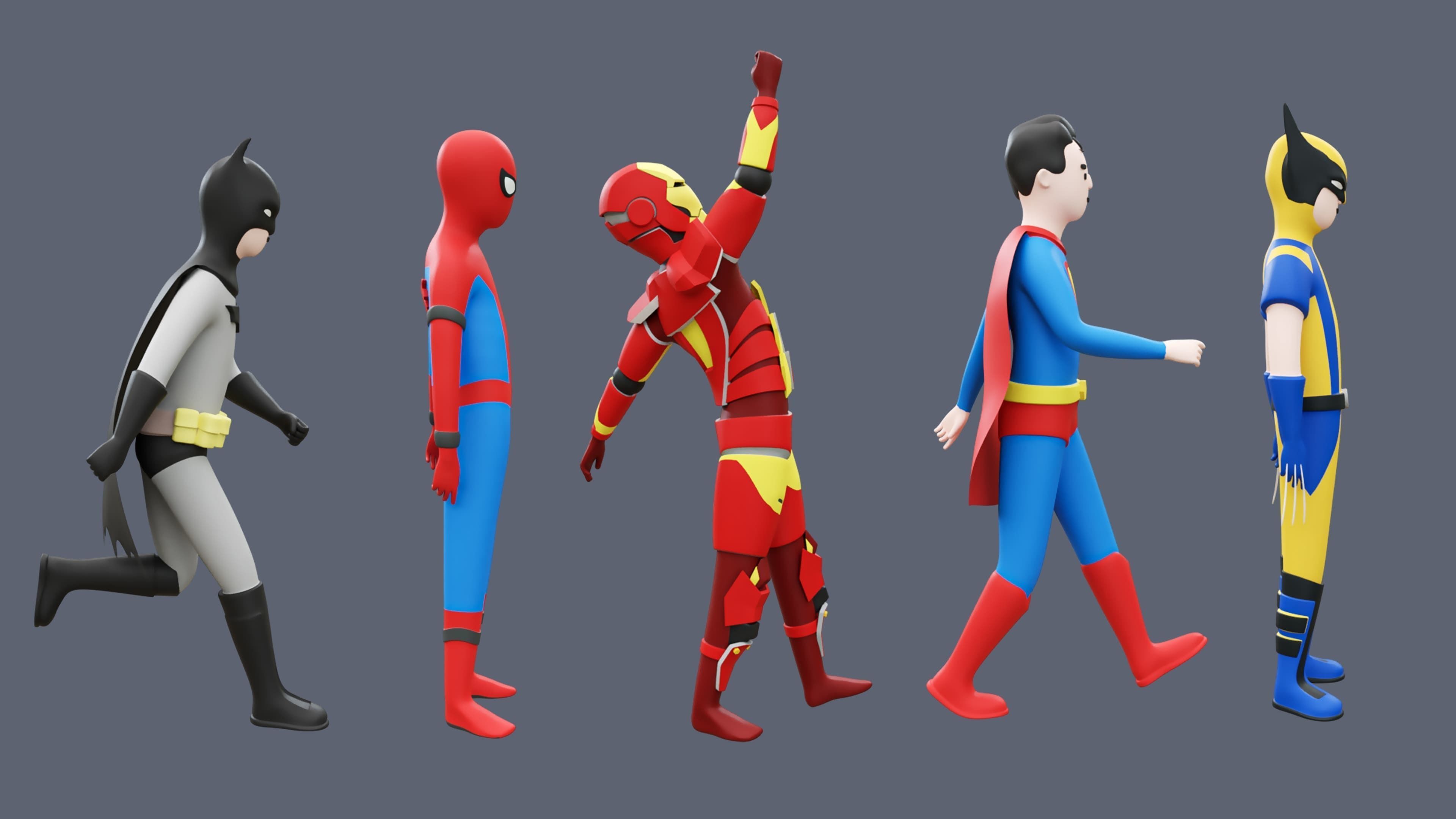 Superheroes Low-poly 3D model_7