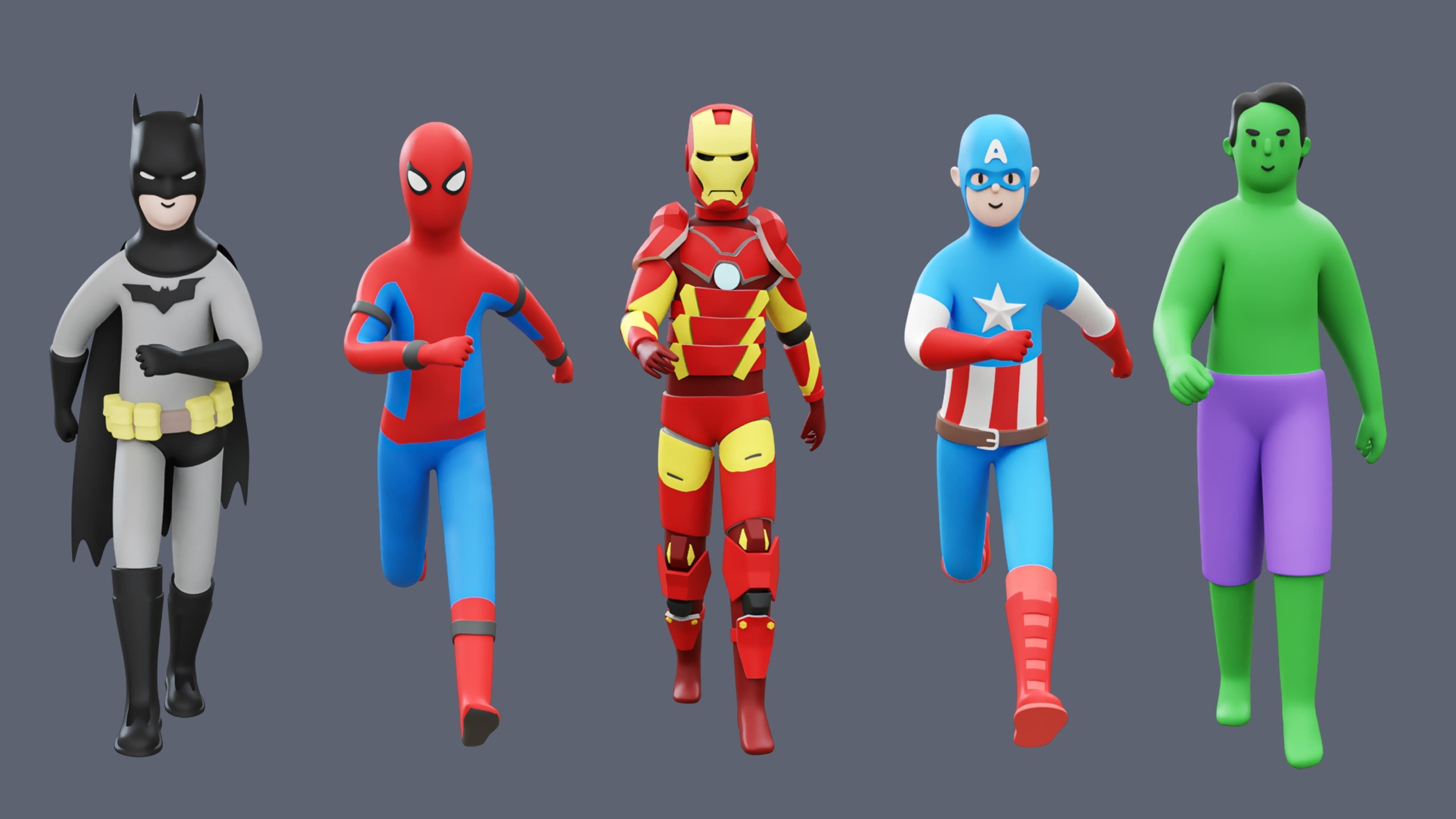 Superheroes Low-poly 3D model_4