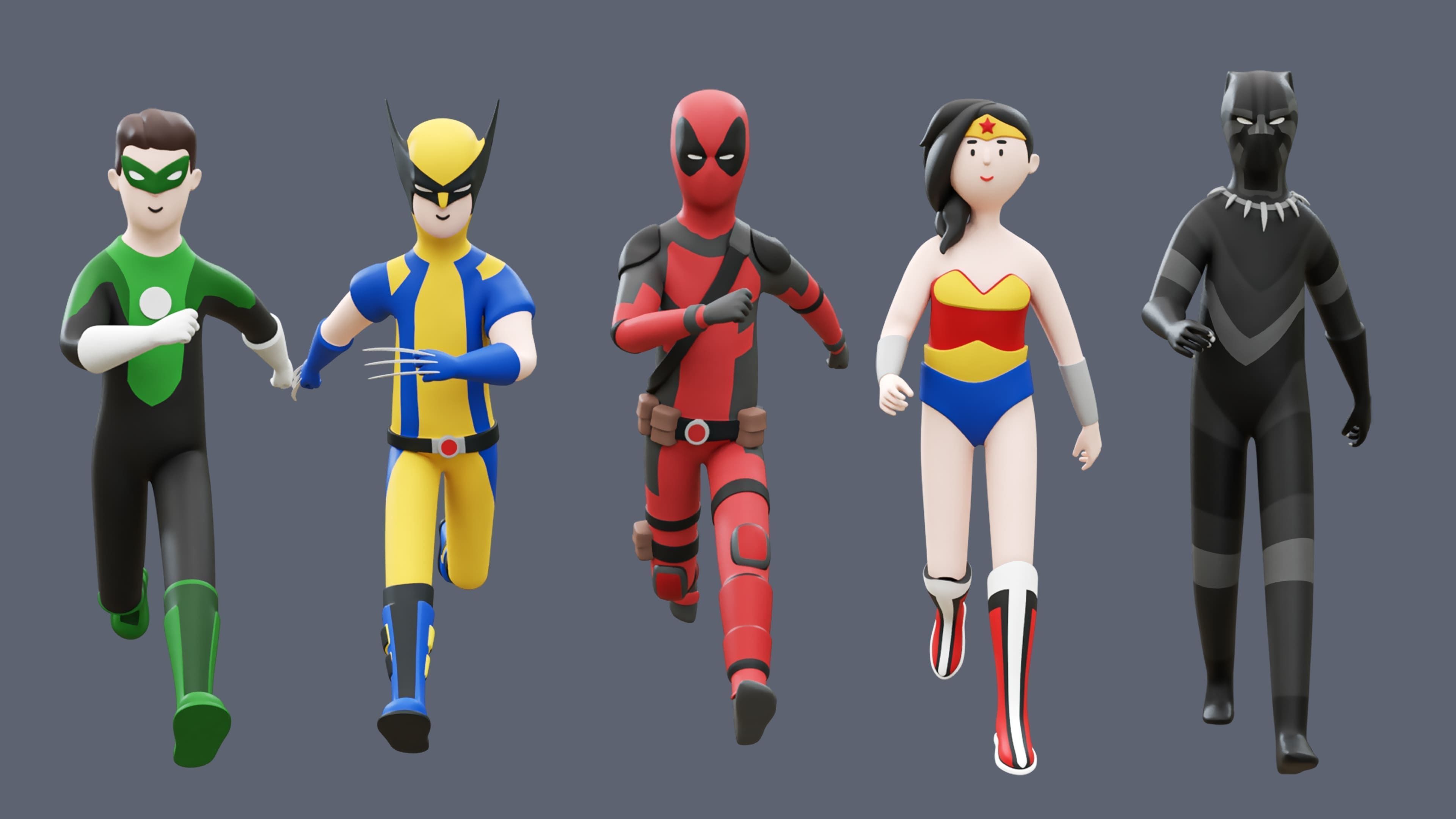 Superheroes Low-poly 3D model_5