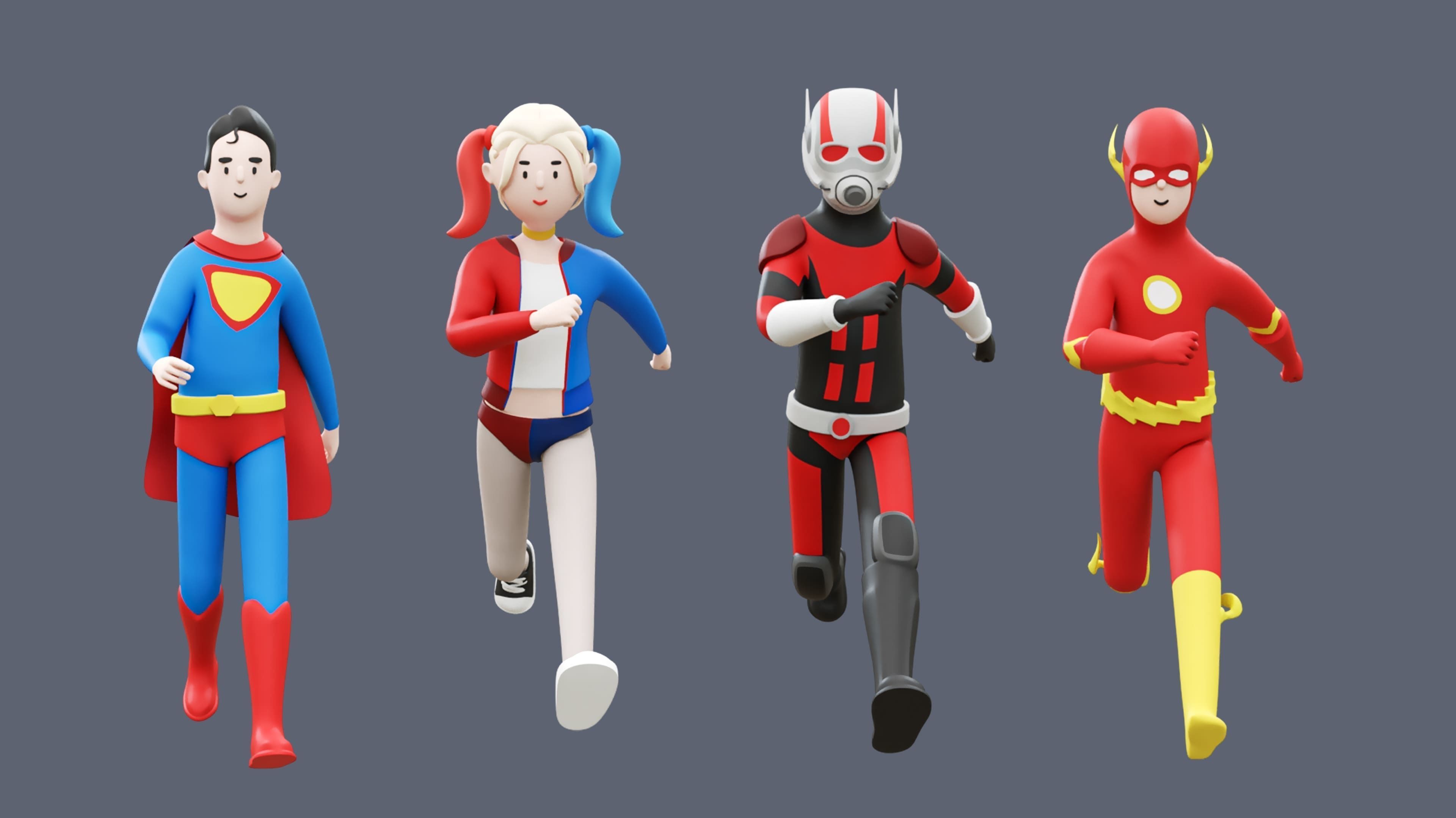 Superheroes Low-poly 3D model_6