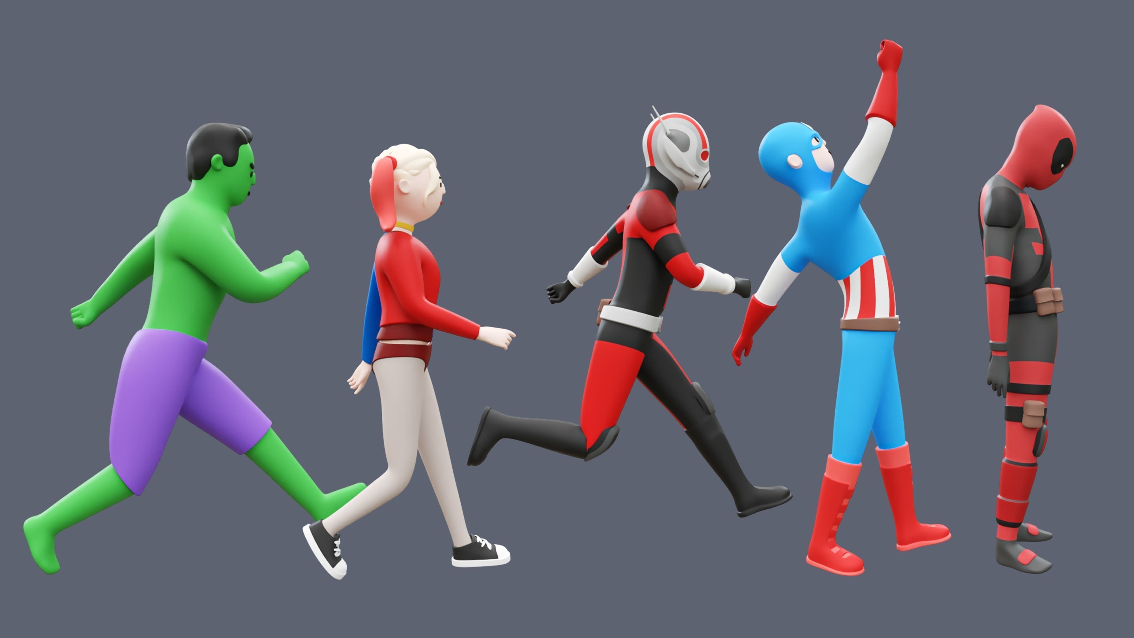 Superheroes Low-poly 3D model_8