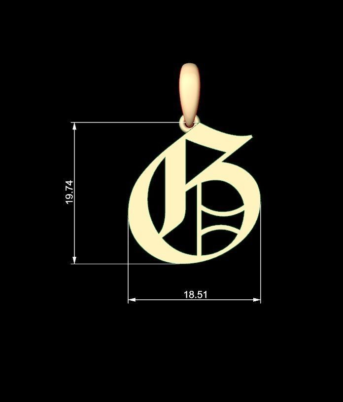 Initial Letters Pendant Canterbury G 3D print model_4