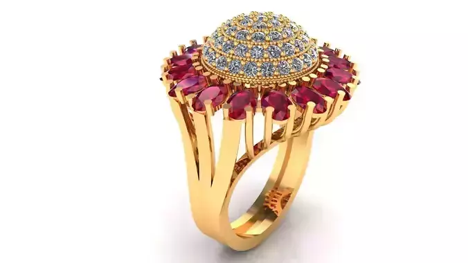 Women Ring 50 low weight diamond round cluster shape women ring