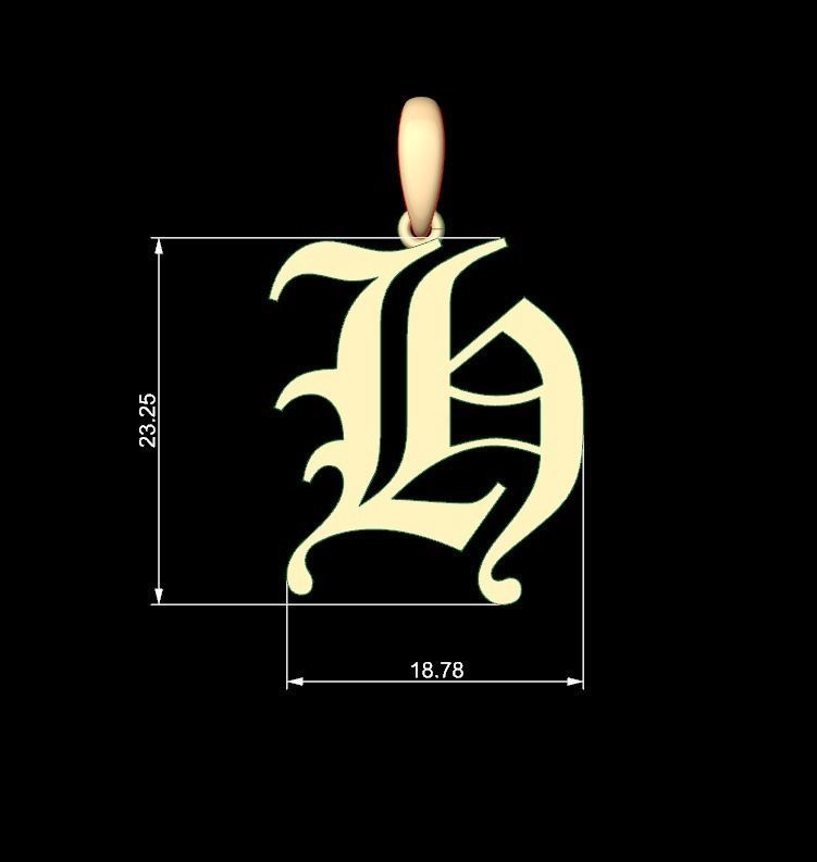 Initial Letters Pendant Canterbury H 3D print model_4