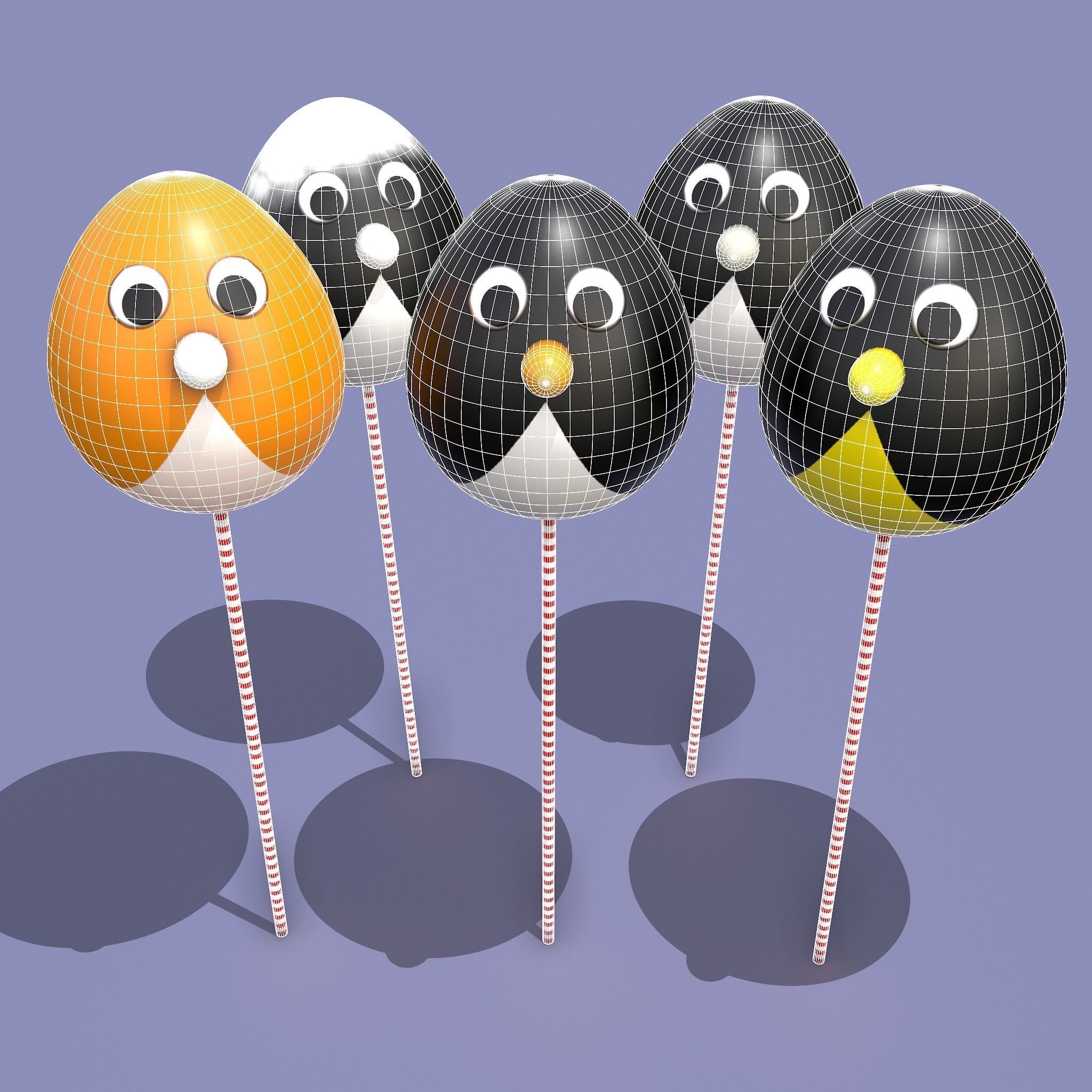 Penguin Cake Pops  Low-poly 3D model_3