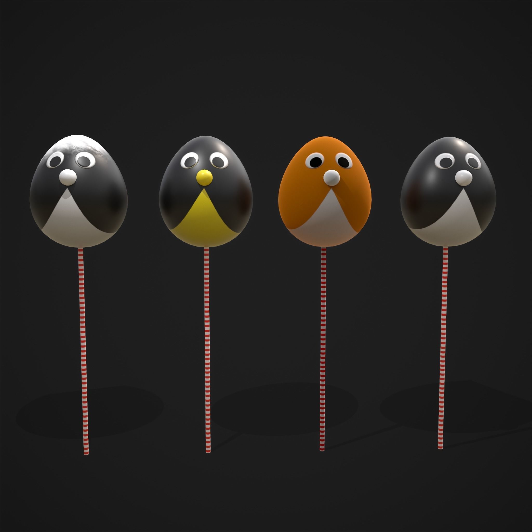 Penguin Cake Pops  Low-poly 3D model_12