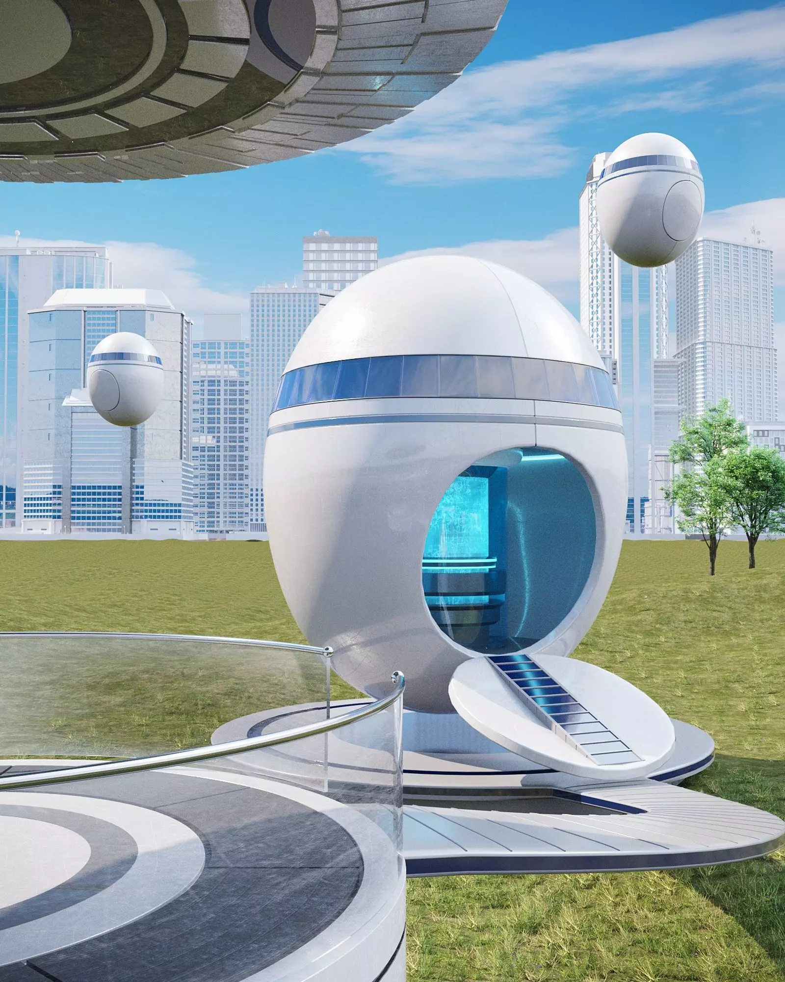 Futuristic residential house 02 3D model