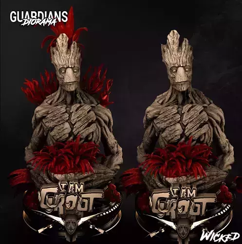 Wicked Marvel Groot Bust Tested and ready for 3d printing
