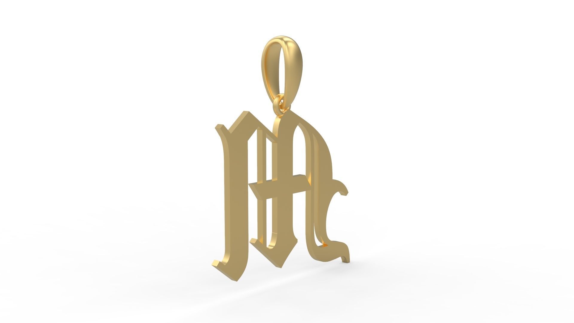 Initial Letters Pendant Canterbury M 3D print model_3