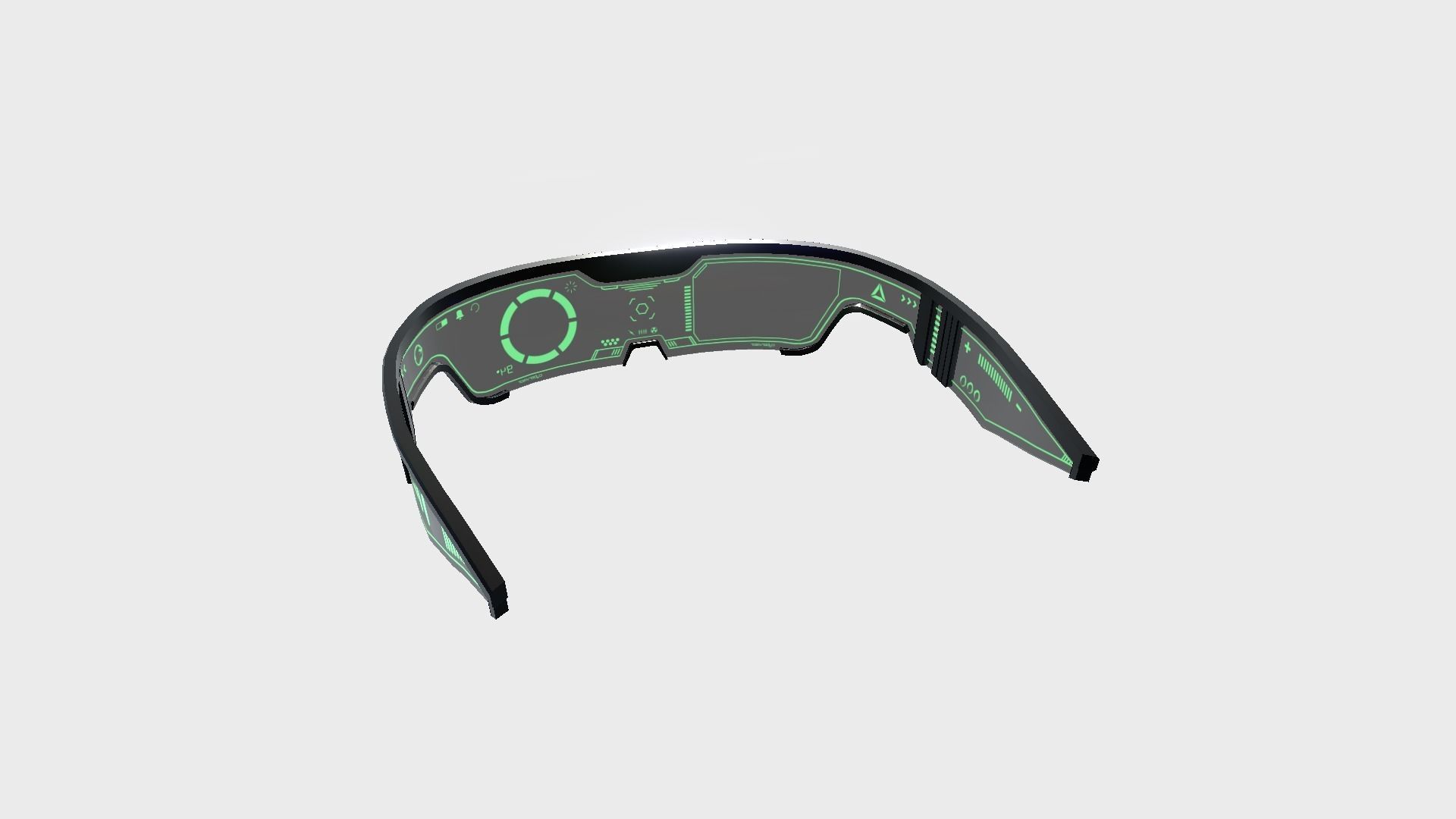 SciFi Glasses Visor 02 Black Green - Character Design Fashion Low-poly 3D model_5