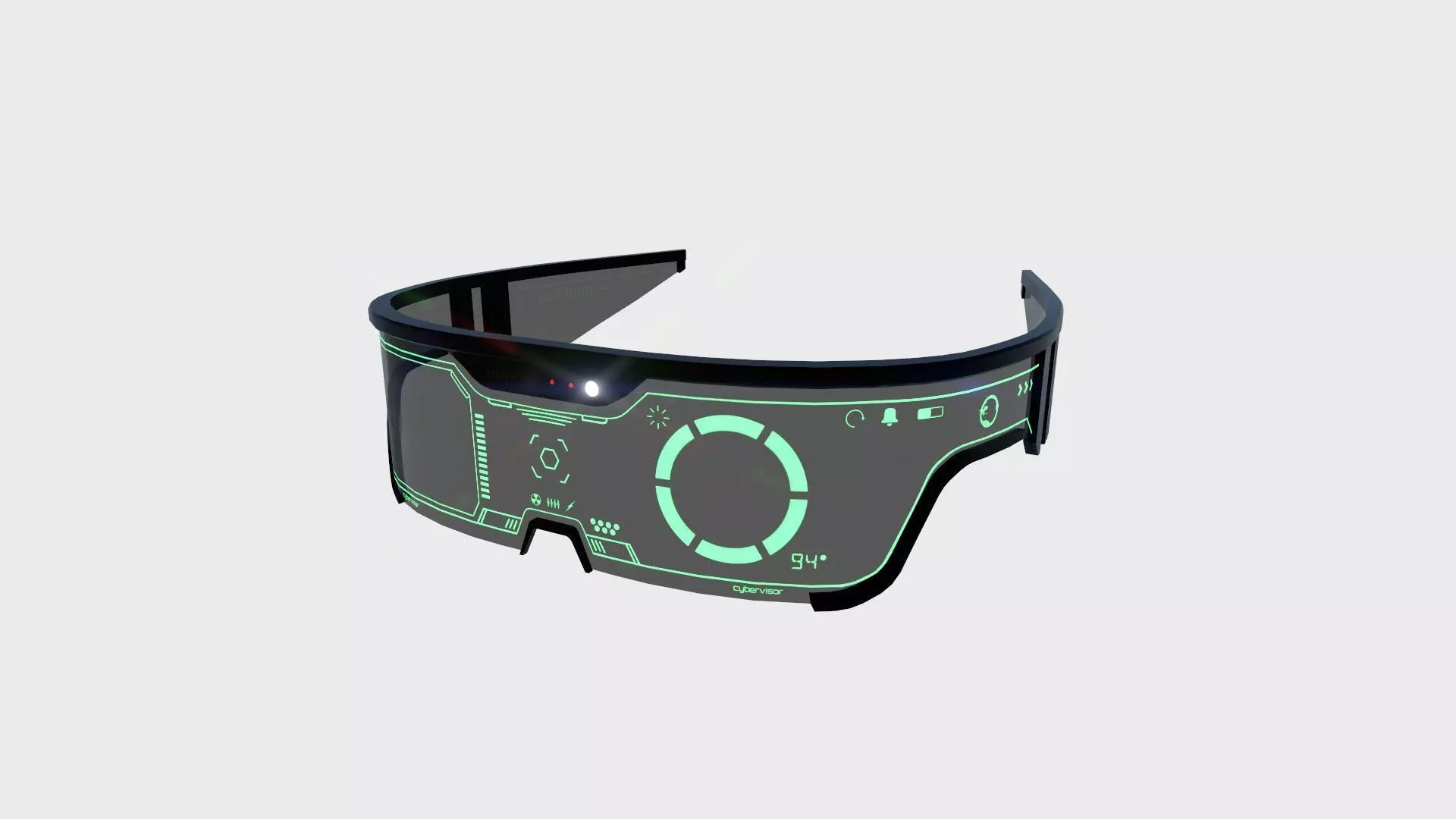 SciFi Glasses Visor 02 Black Green - Character Design Fashion Low-poly 3D model_0