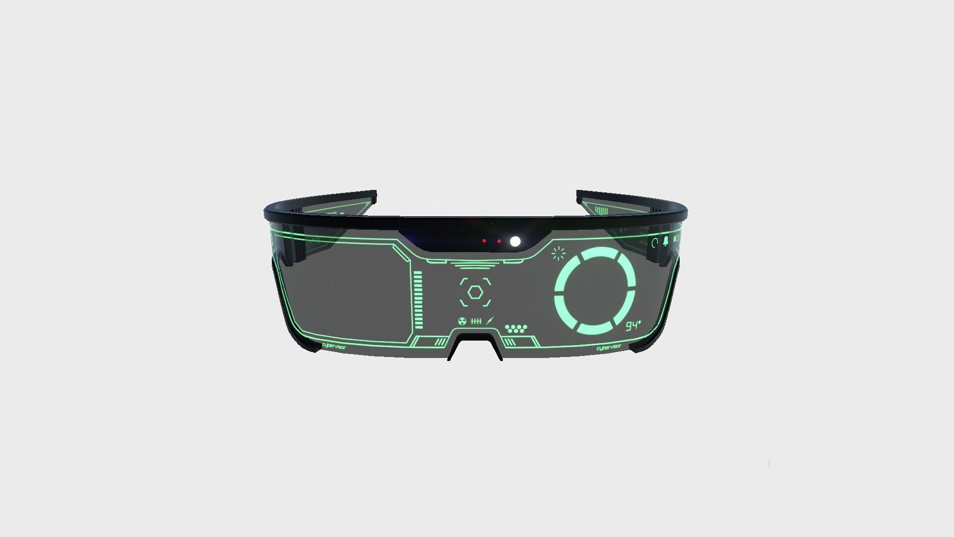SciFi Glasses Visor 02 Black Green - Character Design Fashion Low-poly 3D model_1