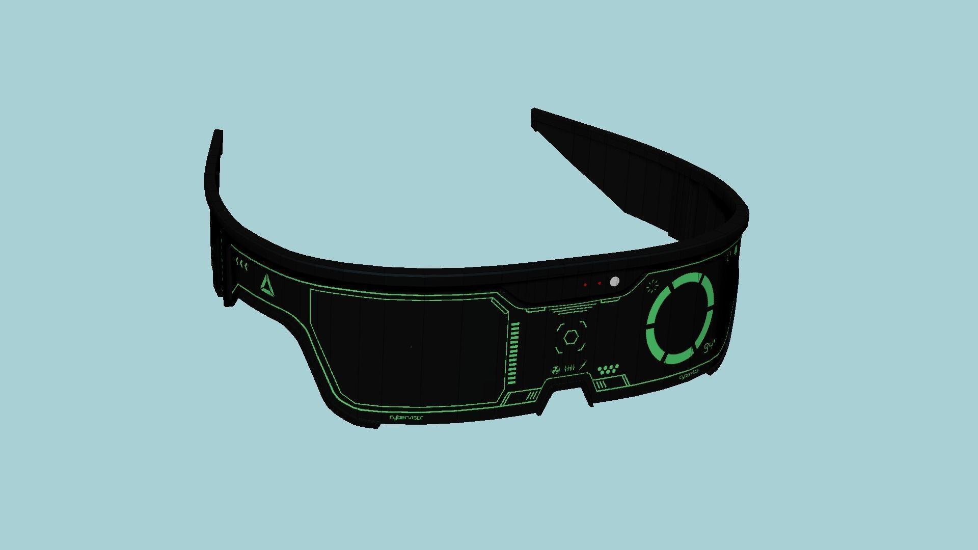 SciFi Glasses Visor 02 Black Green - Character Design Fashion Low-poly 3D model_7