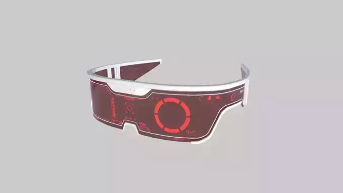 SciFi Glasses Visor 03 White Red - Character Design Fashion Low-poly 3D model