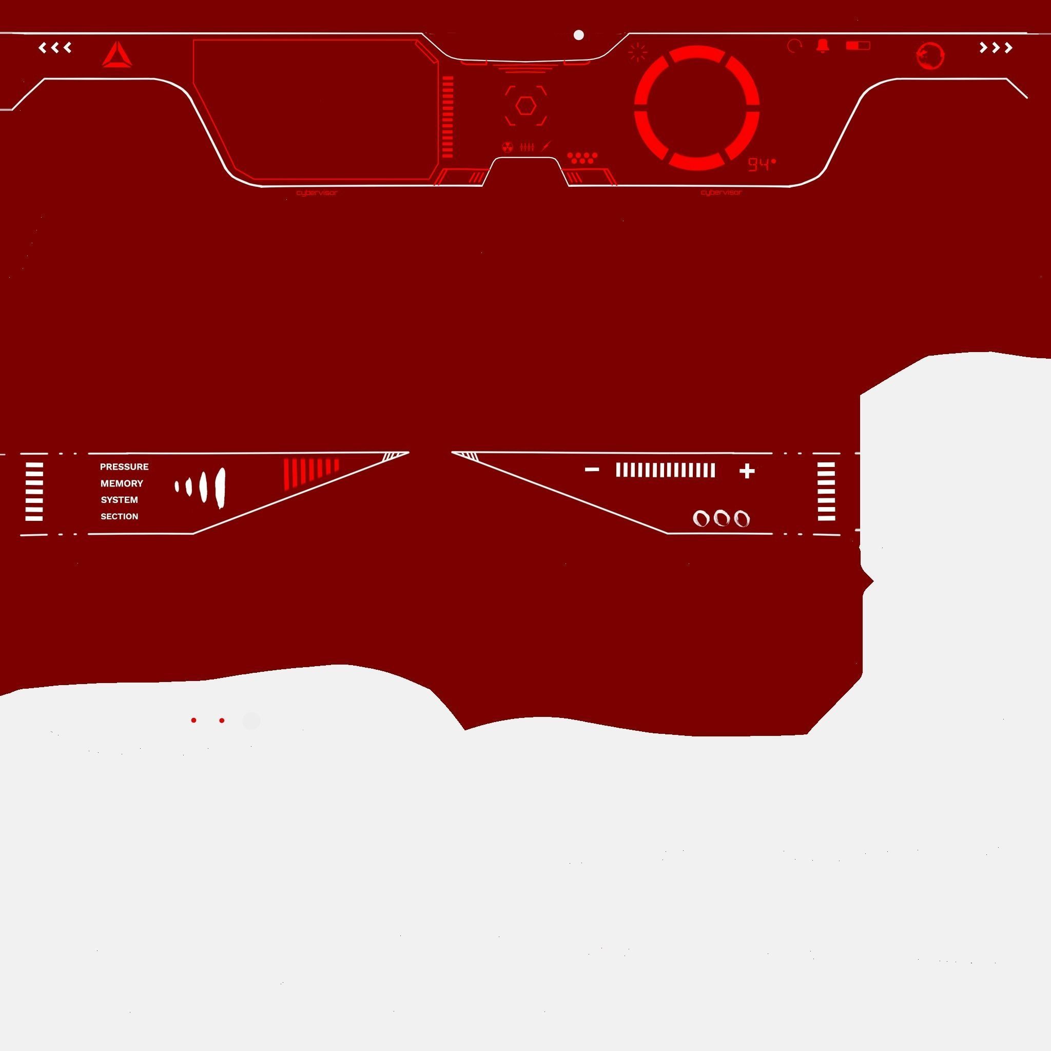 SciFi Glasses Visor 03 White Red - Character Design Fashion Low-poly 3D model_18