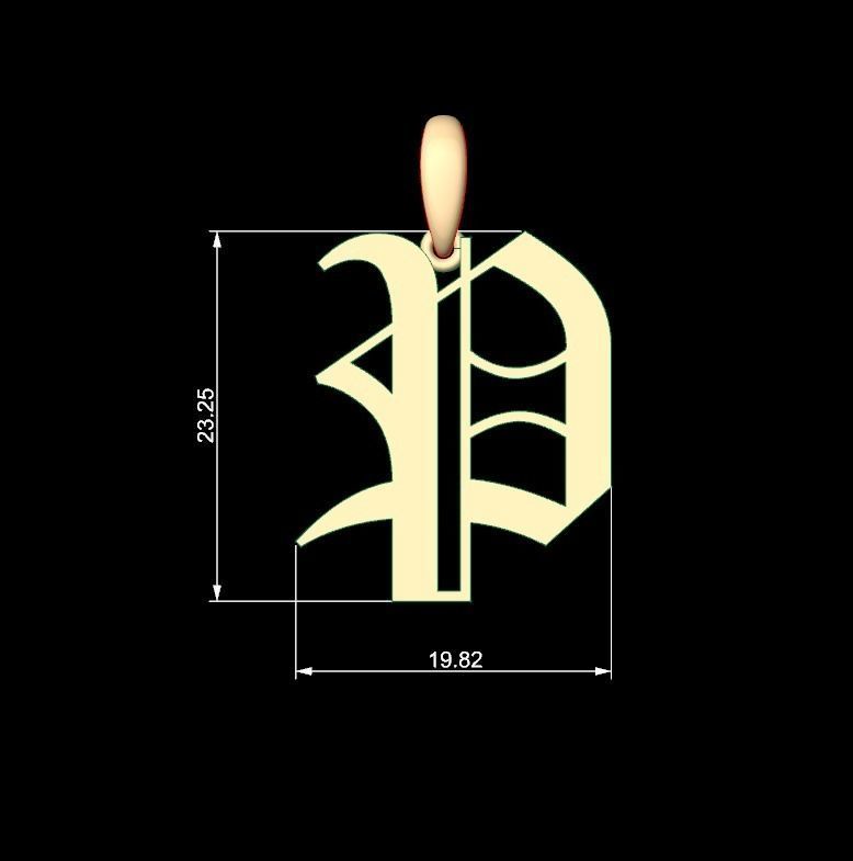 Initial Letters Pendant Canterbury P 3D print model_4
