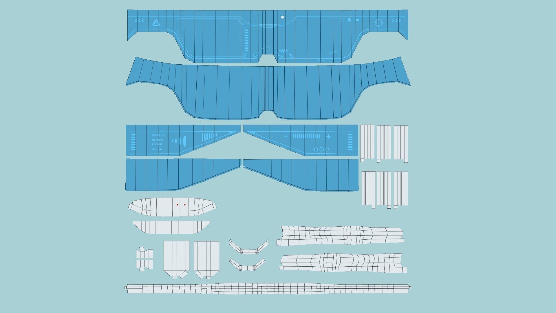 SciFi Glasses Visor 04 White Blue - Character Design Fashion Low-poly 3D model_6