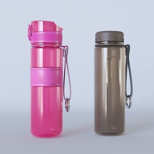 Plastic Water Bottle - 2 set 3D model