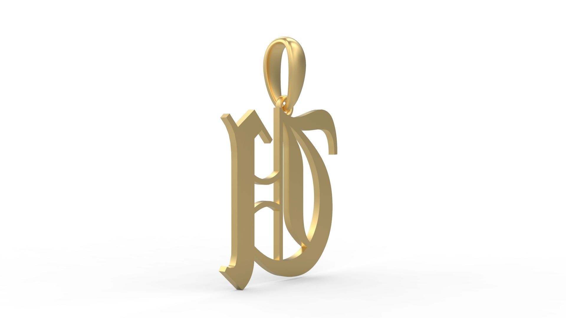Initial Letters Pendant Canterbury U 3D print model_3
