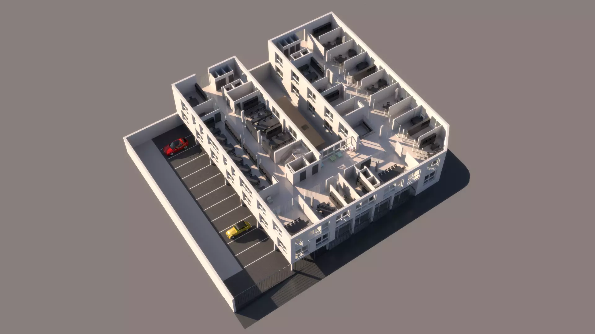 University High School 3 exterior and interior with furniture 3D model