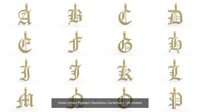 Initial Letters Pendant Alphabets Canterbury 3D Model Collection