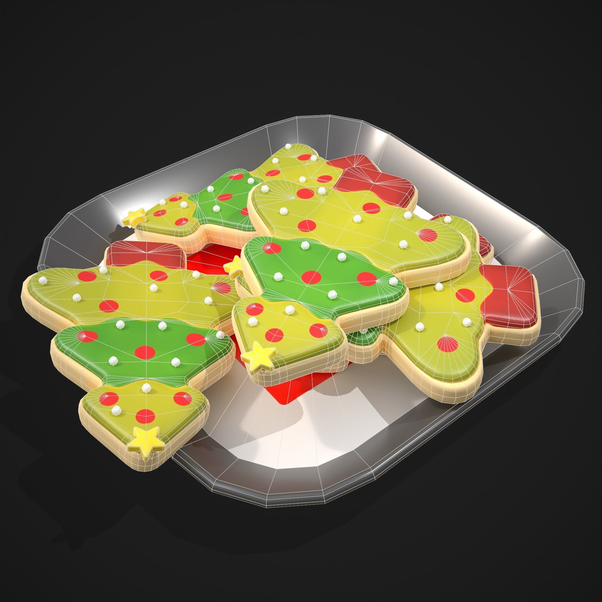Christmas Tree Sugar Cookies Low-poly 3D model_8
