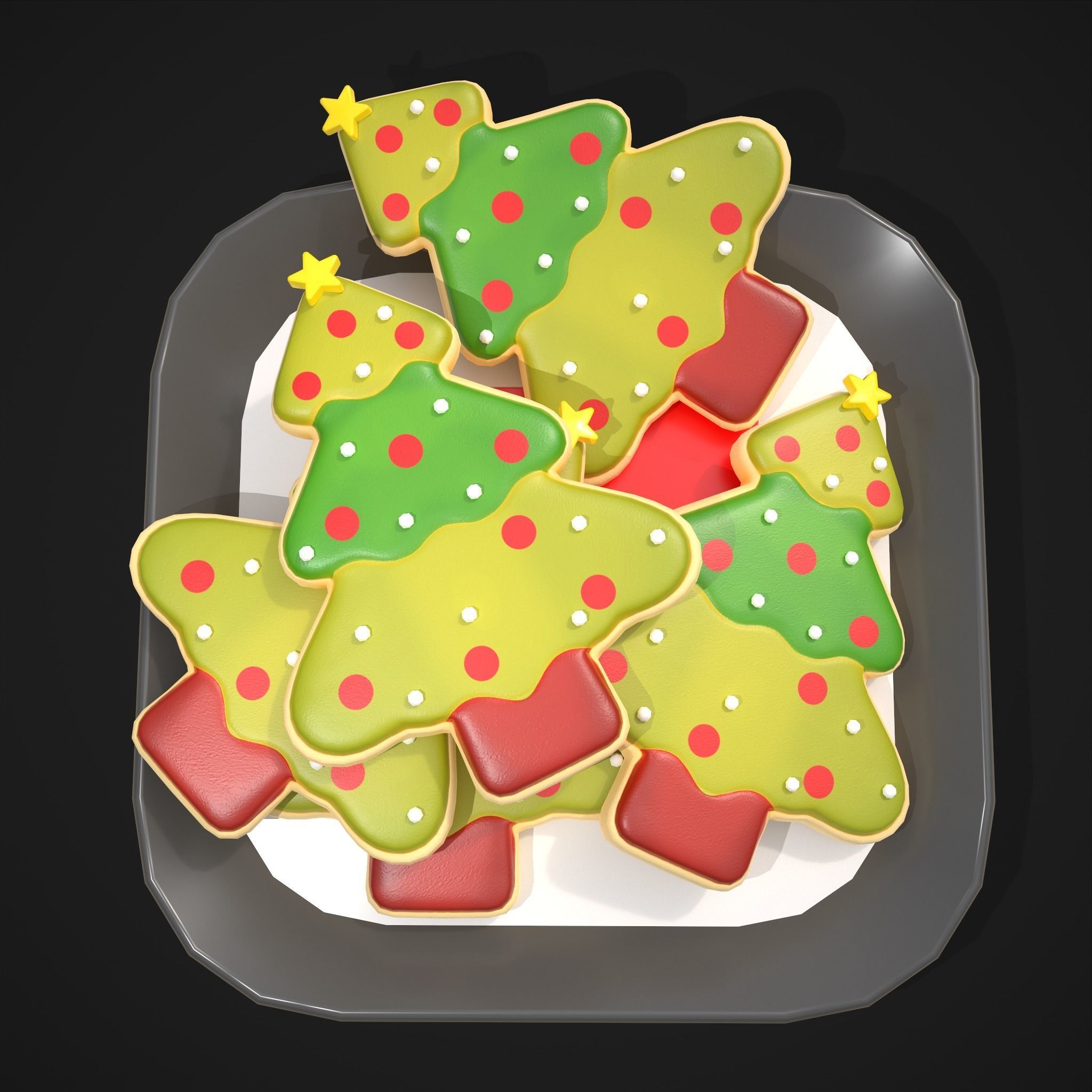 Christmas Tree Sugar Cookies Low-poly 3D model_9