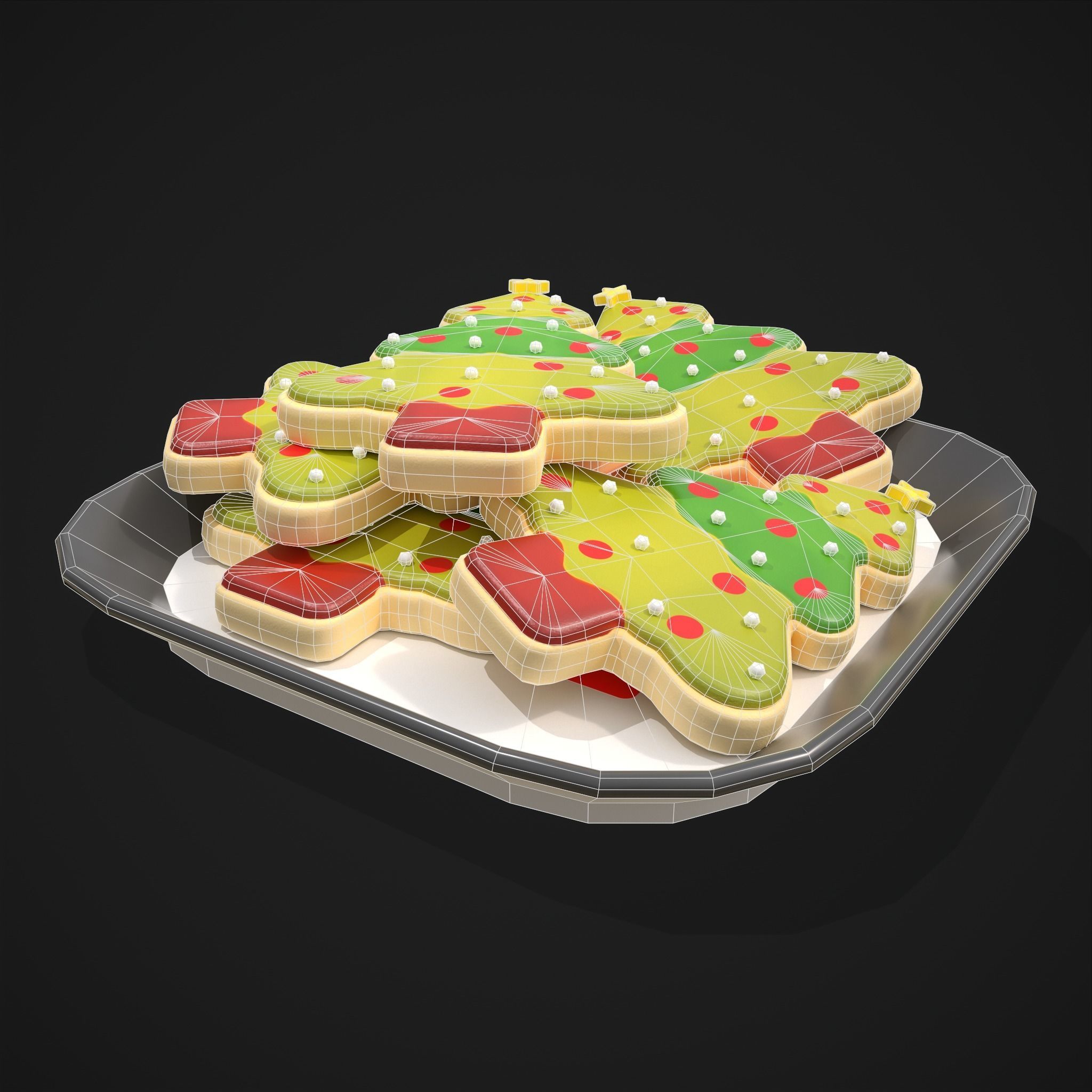Christmas Tree Sugar Cookies Low-poly 3D model_12