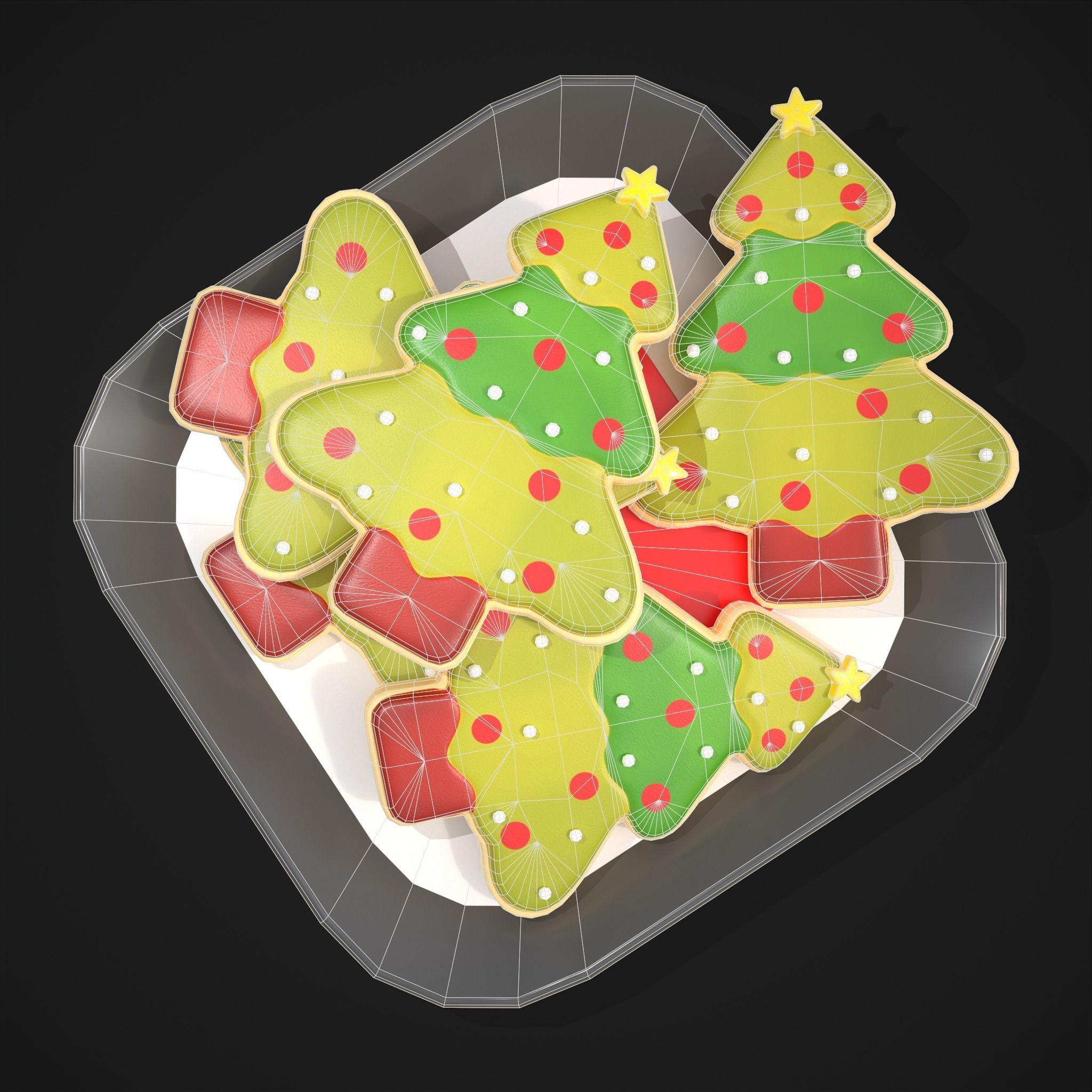 Christmas Tree Sugar Cookies Low-poly 3D model_4