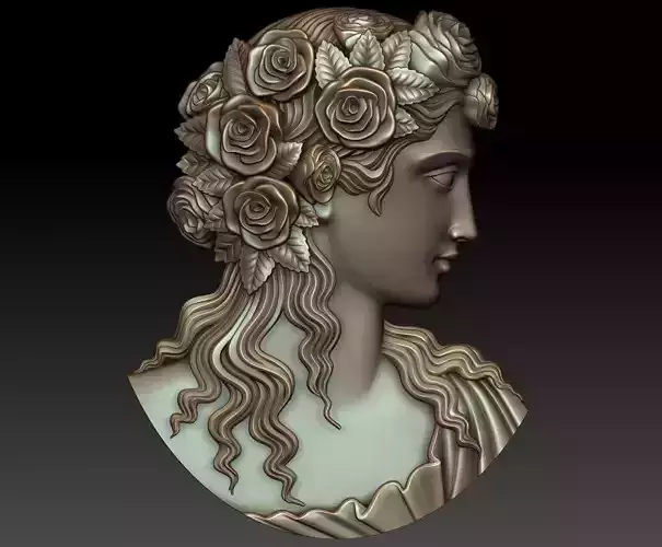 Cameo girl with roses 3D print model