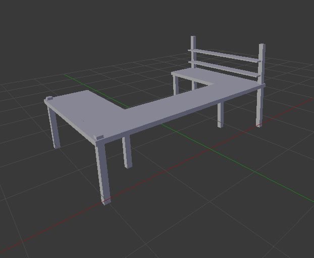 Desk With Shelves Free low-poly 3D model_3