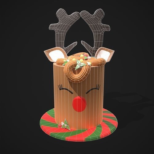 Christmas Reindeer Cake  Low-poly 3D model 2