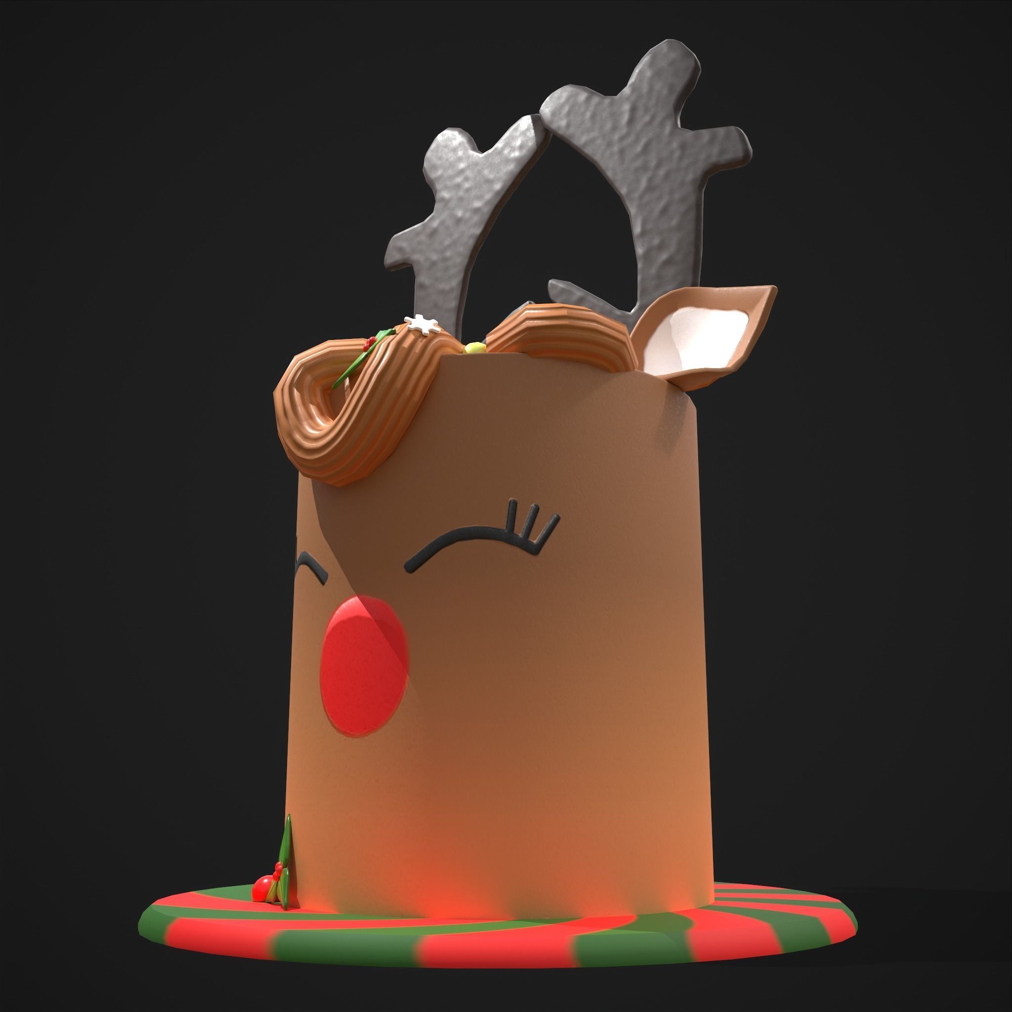 Christmas Reindeer Cake  Low-poly 3D model_5