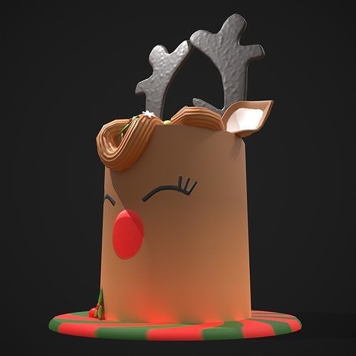 Christmas Reindeer Cake  Low-poly 3D model 5