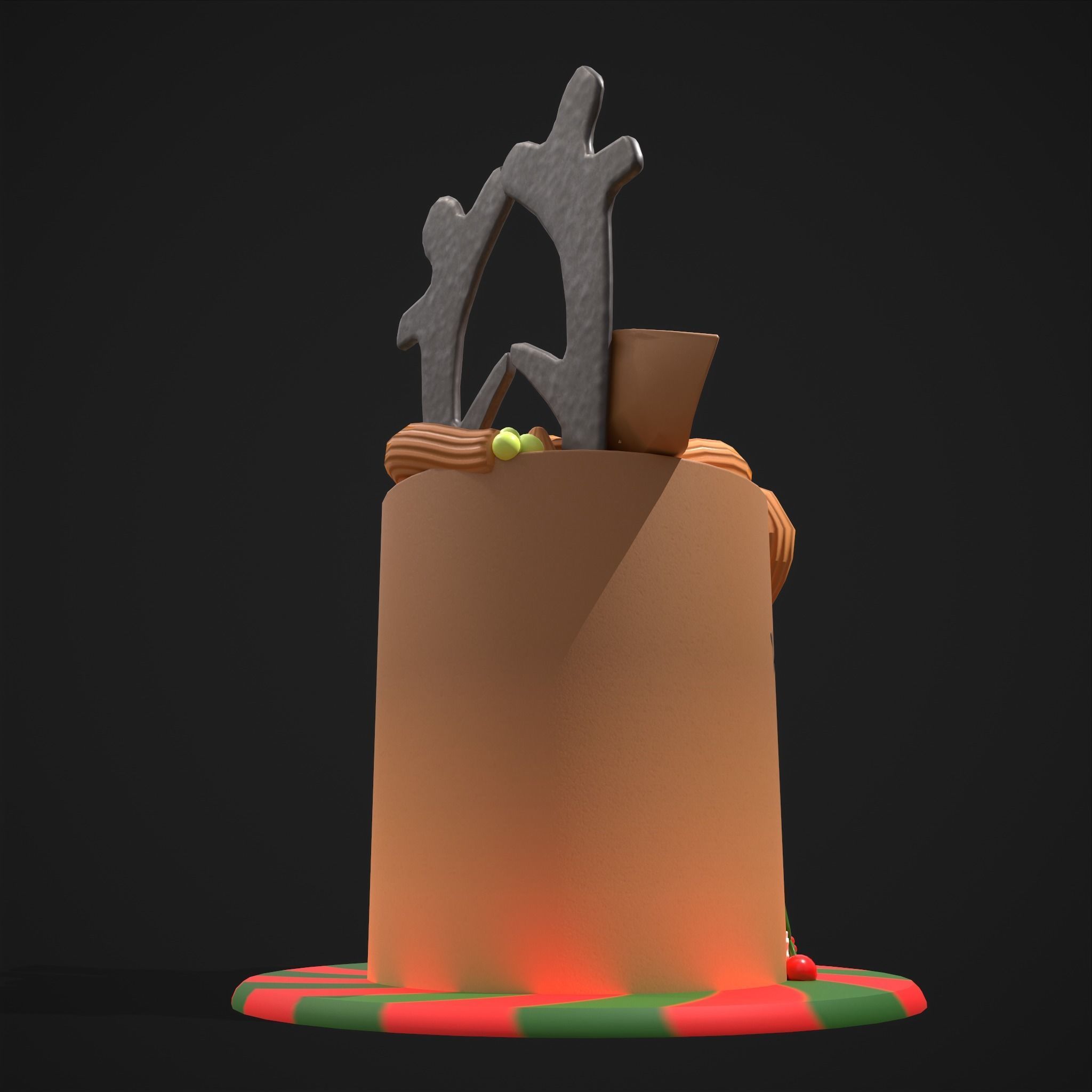 Christmas Reindeer Cake  Low-poly 3D model_9