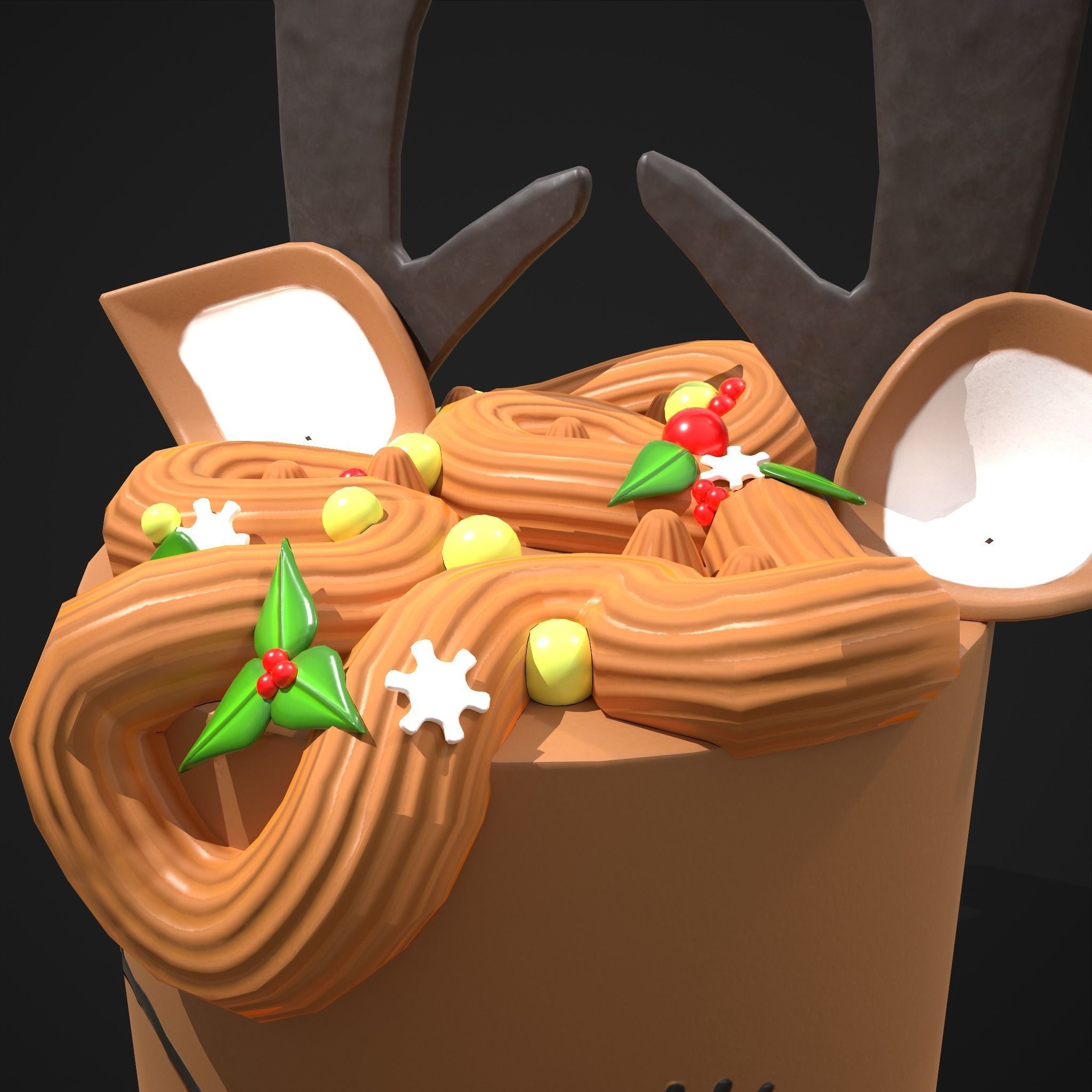 Christmas Reindeer Cake  Low-poly 3D model_19