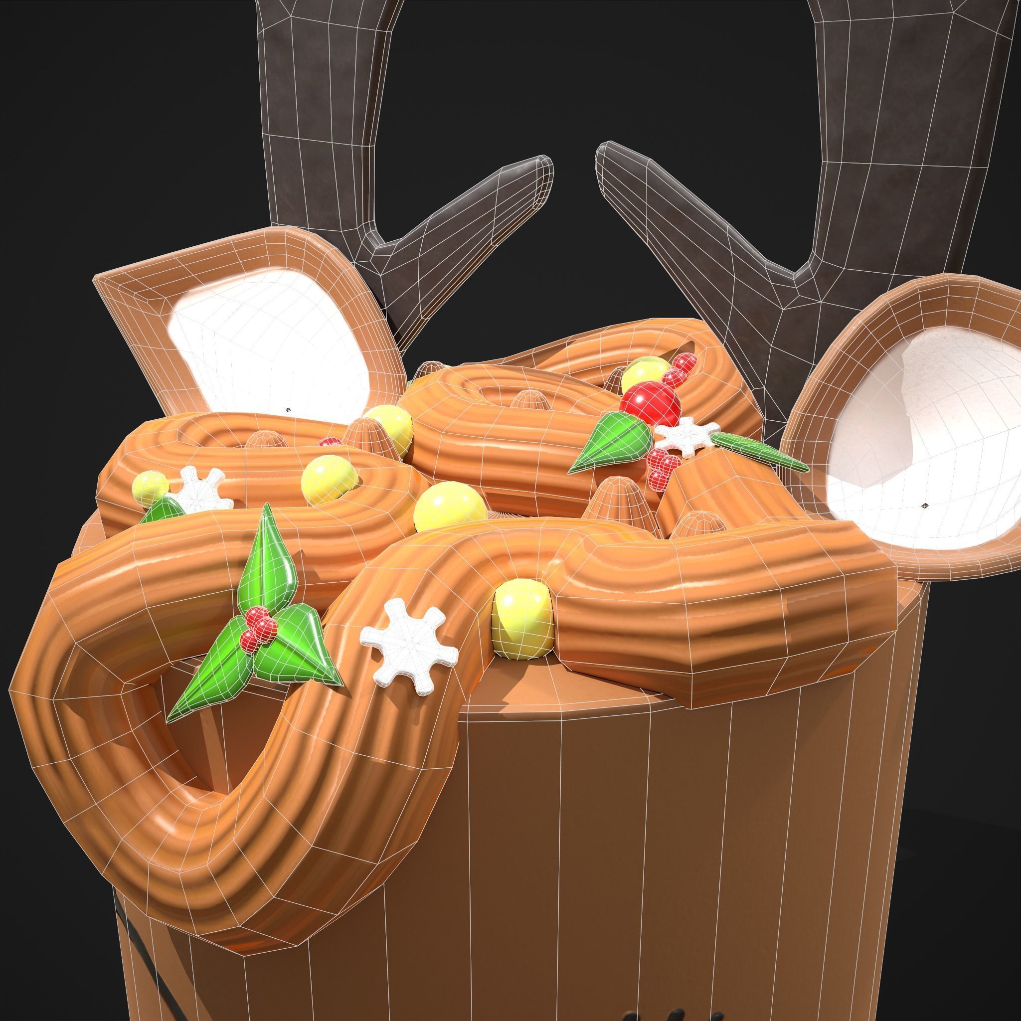 Christmas Reindeer Cake  Low-poly 3D model_20