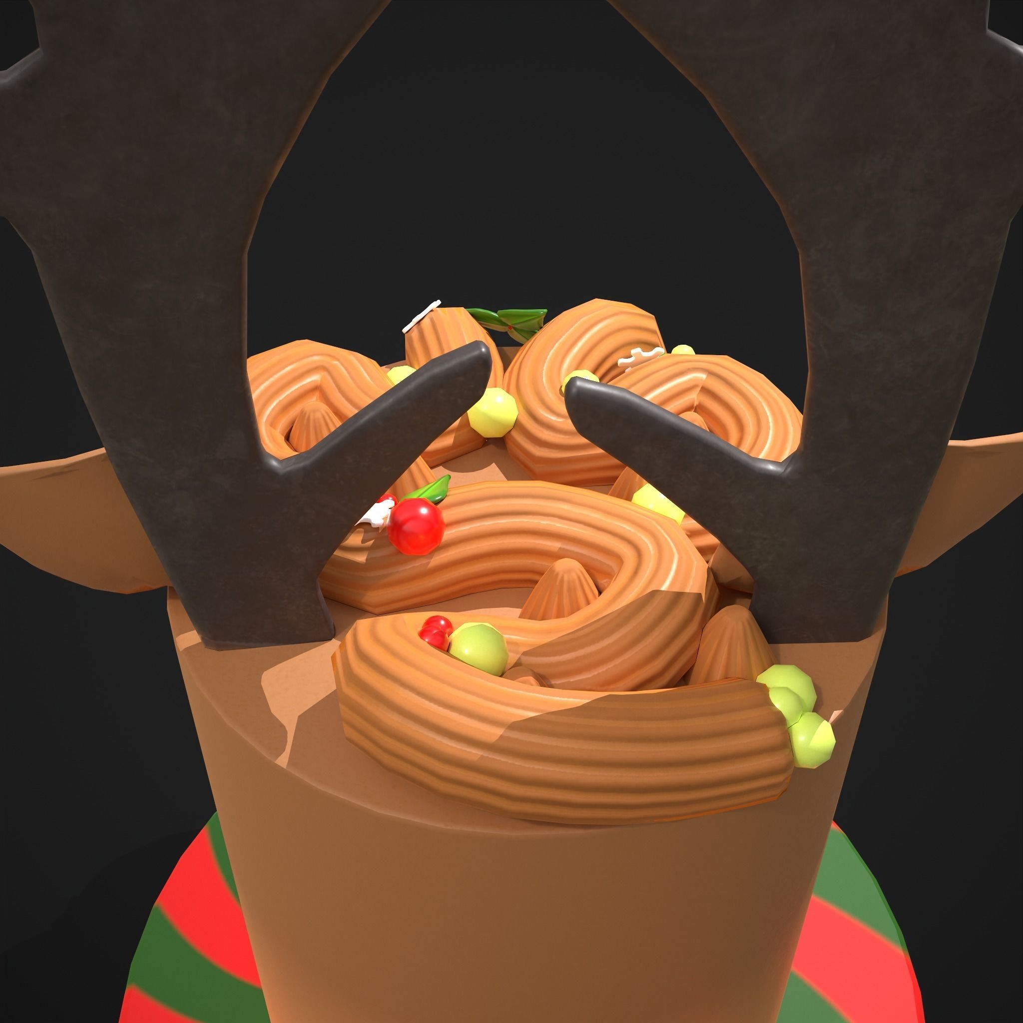Christmas Reindeer Cake  Low-poly 3D model_21