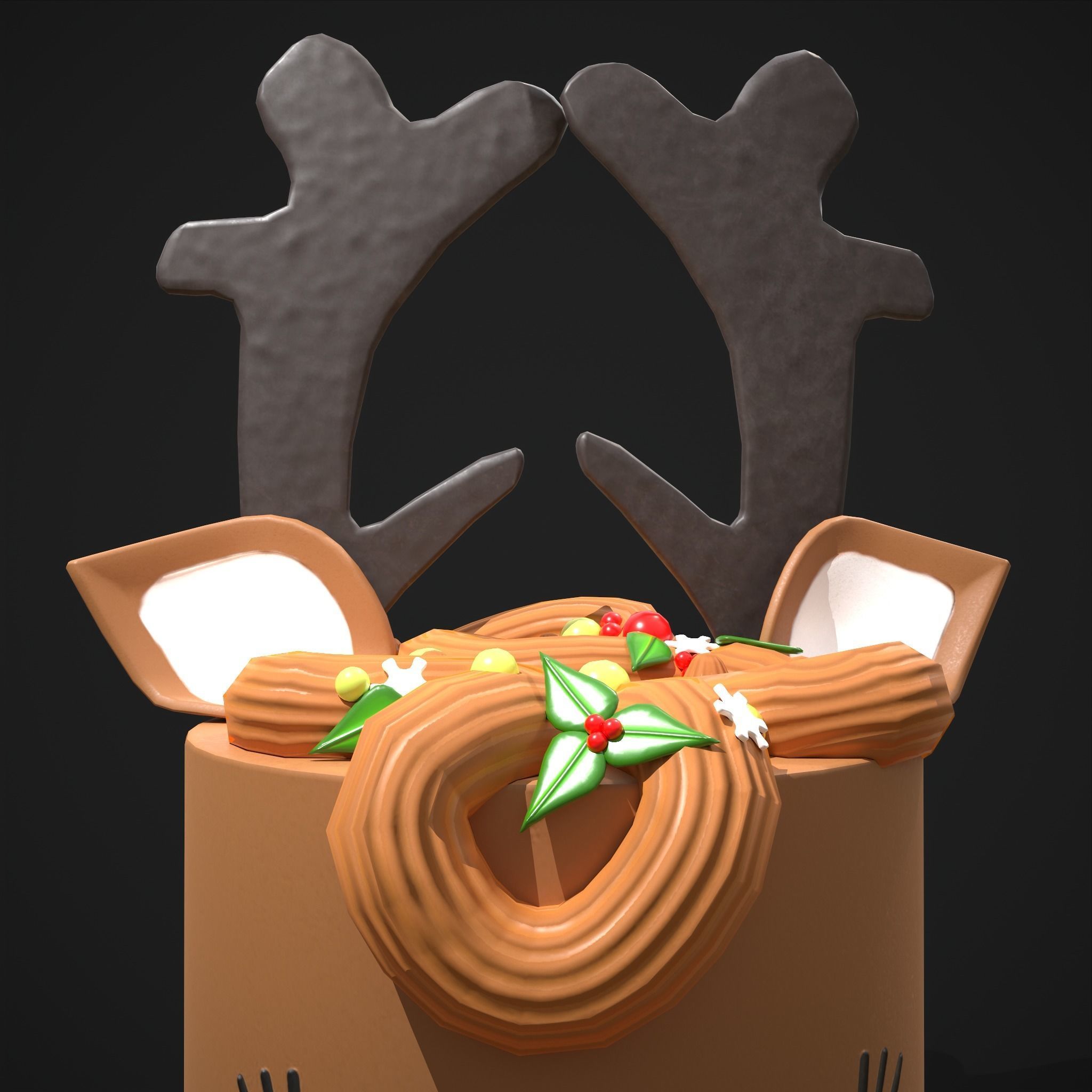 Christmas Reindeer Cake  Low-poly 3D model_25