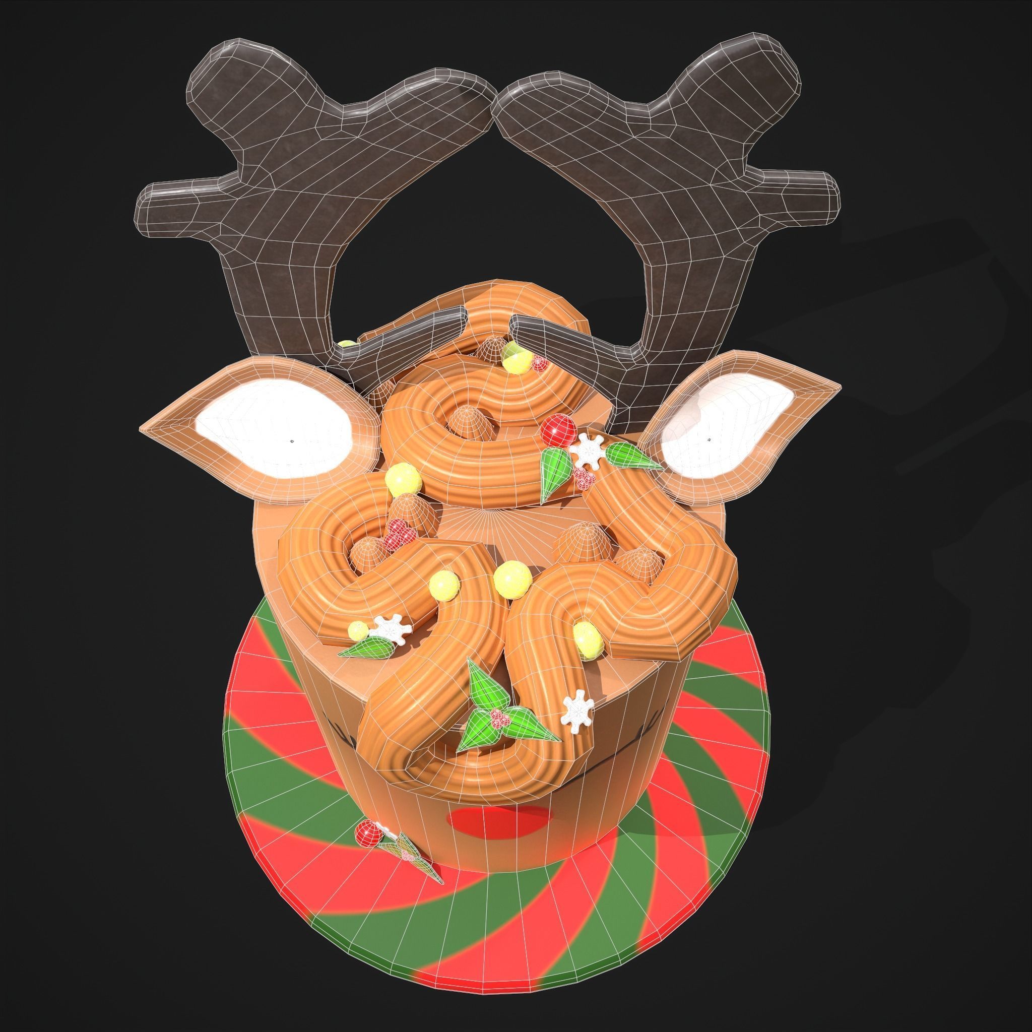 Christmas Reindeer Cake  Low-poly 3D model_12