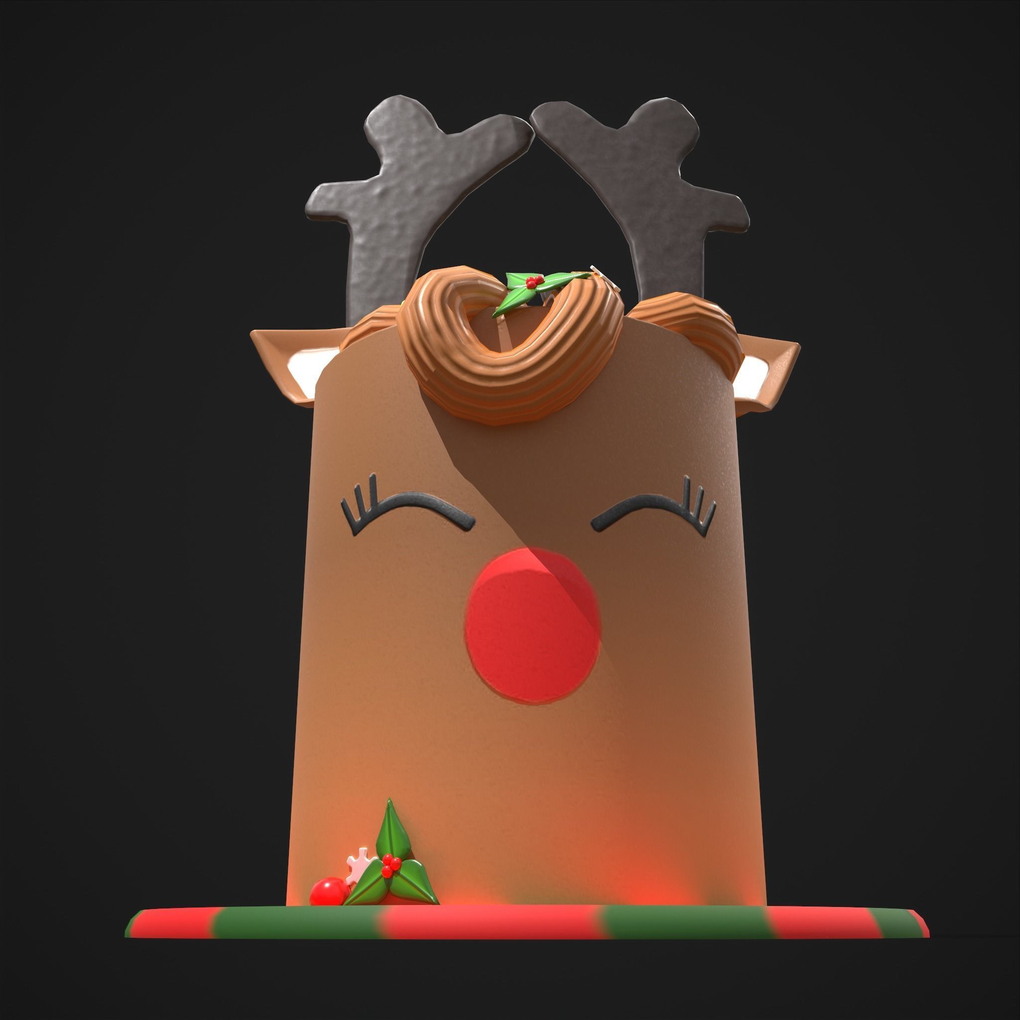 Christmas Reindeer Cake  Low-poly 3D model_17
