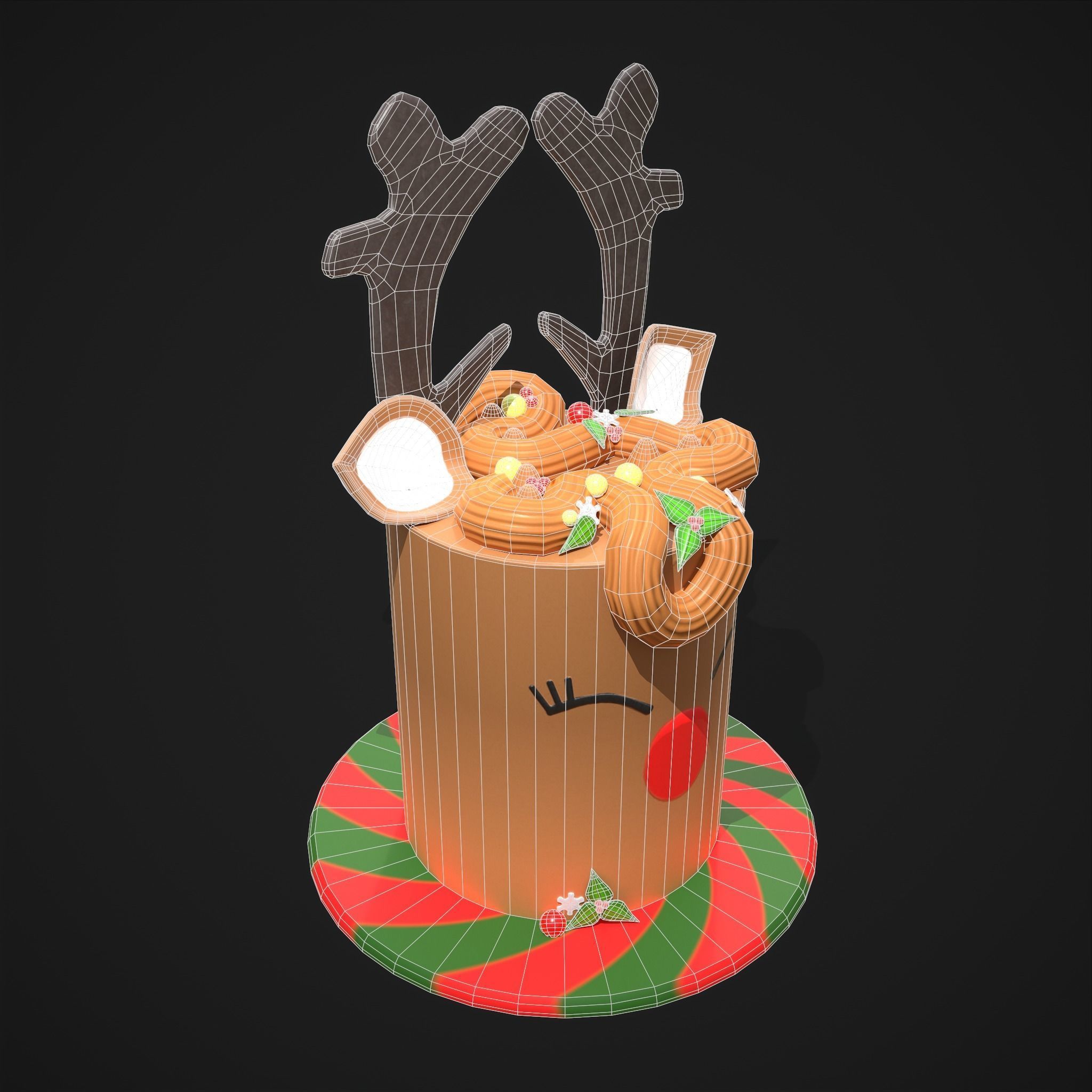 Christmas Reindeer Cake  Low-poly 3D model_4