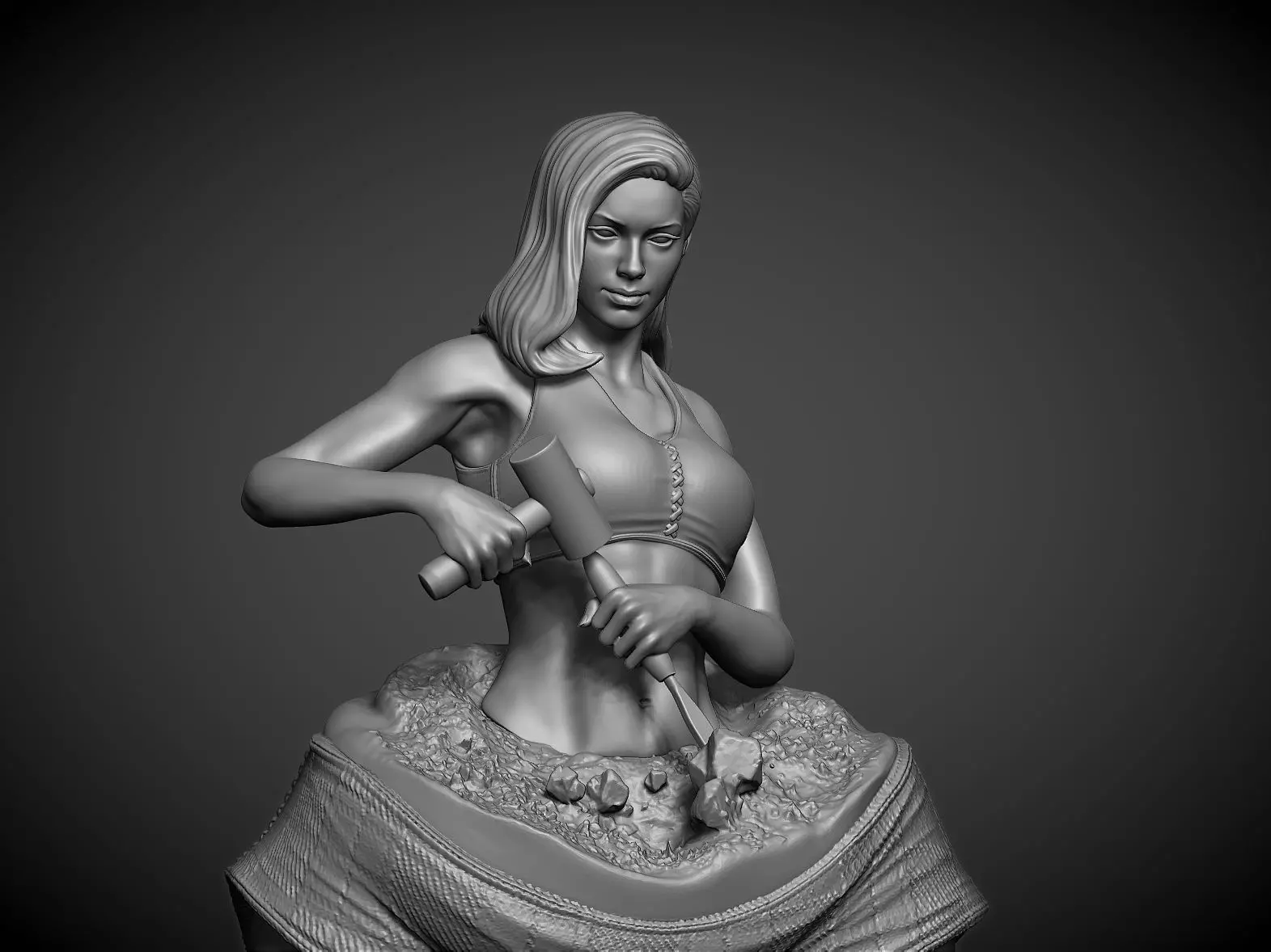 sculpture breaking the fat Girl 3D print model_0