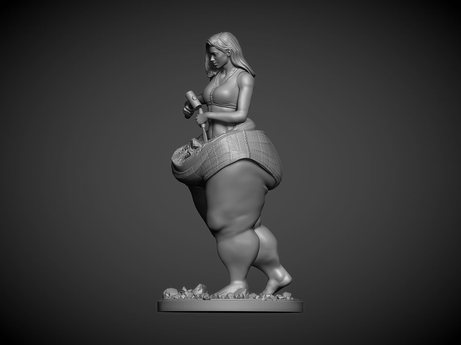 sculpture breaking the fat Girl 3D print model_4