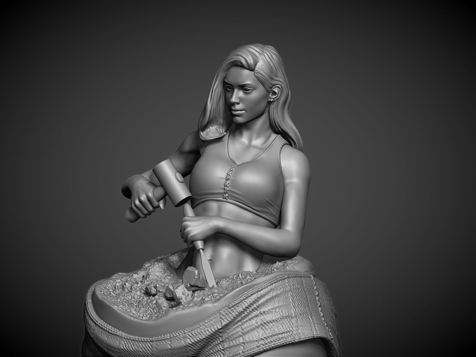 sculpture breaking the fat Girl 3D print model_9