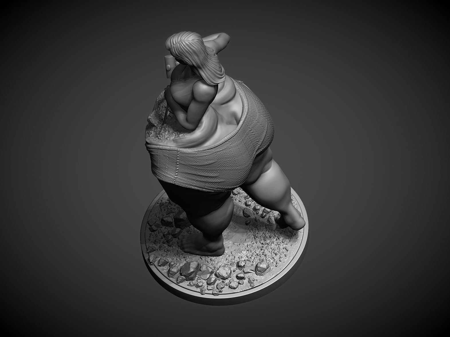 sculpture breaking the fat Girl 3D print model_10