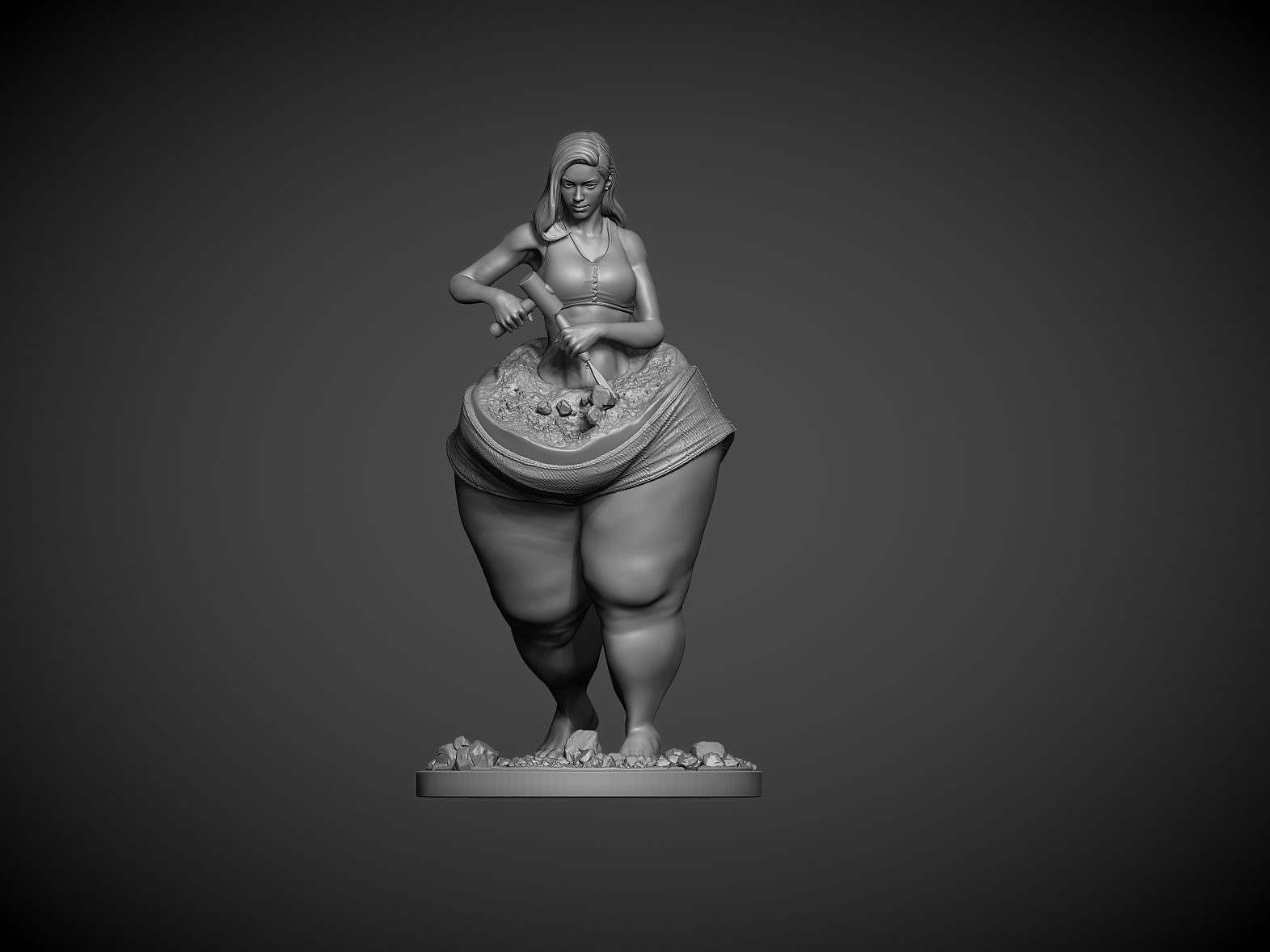 sculpture breaking the fat Girl 3D print model_3