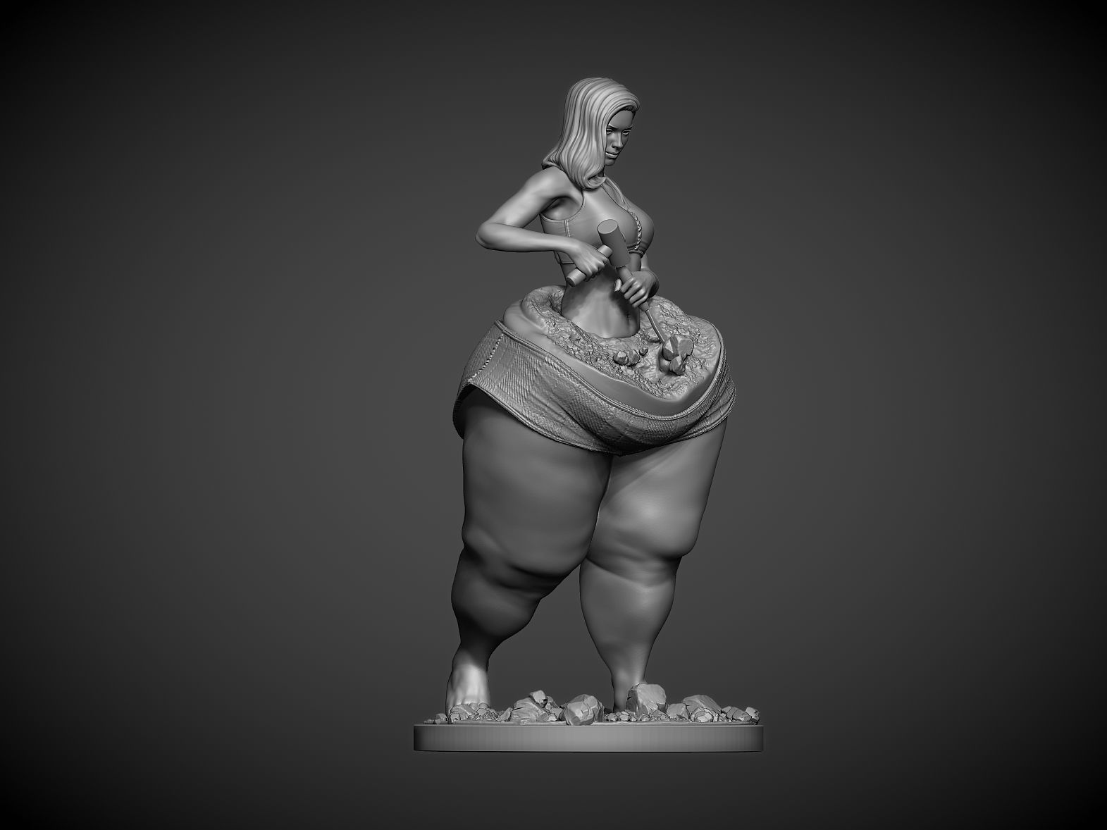 sculpture breaking the fat Girl 3D print model_8