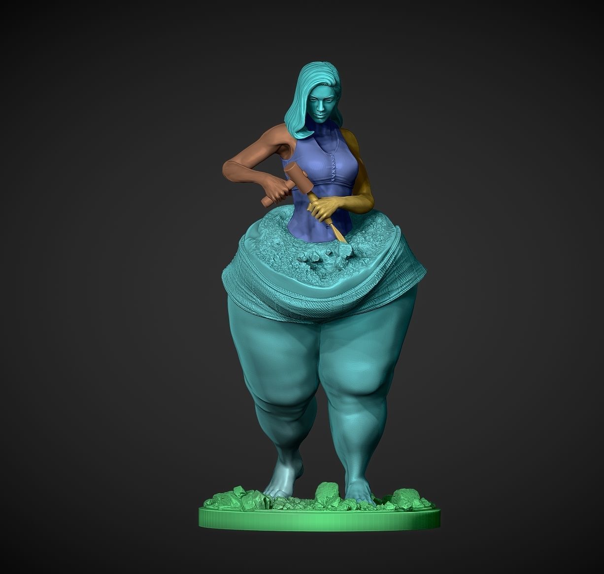 sculpture breaking the fat Girl 3D print model_1