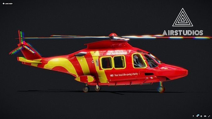 Ambulance Helicopter Leonardo aw169 Low-poly 3D model